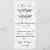 Paarse en witte Floral Spring Wedding Programmakaart (Achterkant)