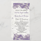 Paarse en witte Floral Spring Wedding Programmakaart (Voorkant / Achterkant)
