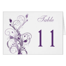 Paarse en witte Floral Table Number kaart