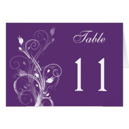 Paarse en witte Floral Table Number kaart