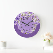  Paarse en witte Floral Wall Clock 2 Grote Klok (Huis)