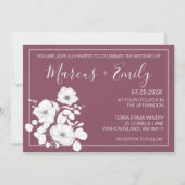  Paarse en witte Floral Wedding Kaart (Voorkant)