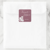  Paarse en witte Floral Wedding Vierkante Sticker (Tas)