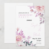 Paarse en witte Floral White Engagement Party Kaart (Voorkant / Achterkant)