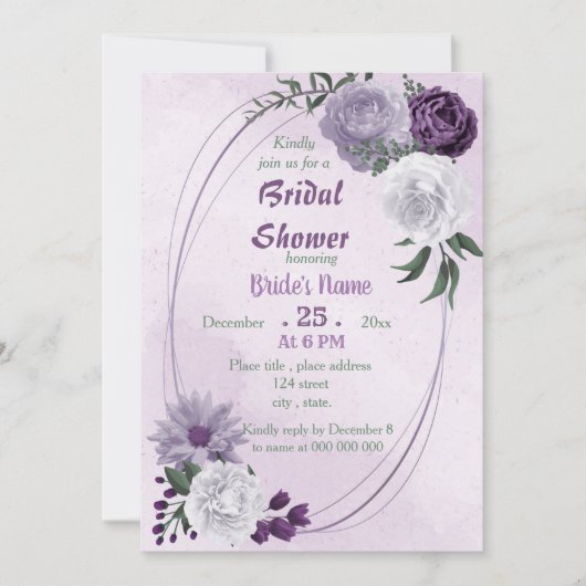 paarse en witte florale geometrische vrijgezellenf kaart (Voorkant)