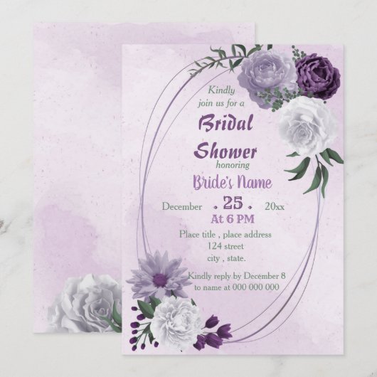 paarse en witte florale geometrische vrijgezellenf kaart (Voorkant / Achterkant)