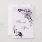 paarse en witte florale griep bedankkaart (Voorkant)