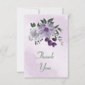 paarse en witte florale griep bedankkaart (Voorkant)