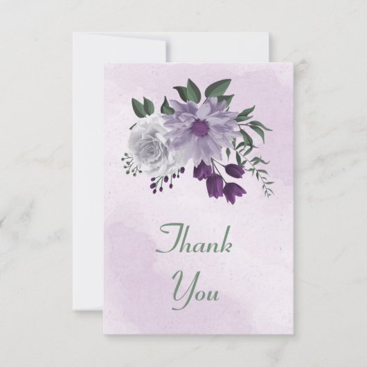 paarse en witte florale griep bedankkaart (Voorkant)