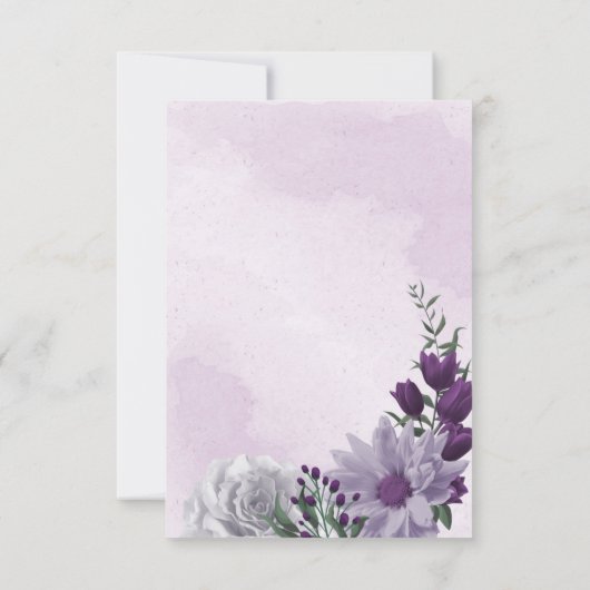 paarse en witte florale griep bedankkaart (Achterkant)