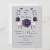 paarse en witte florale verjaardag kaart (Voorkant)