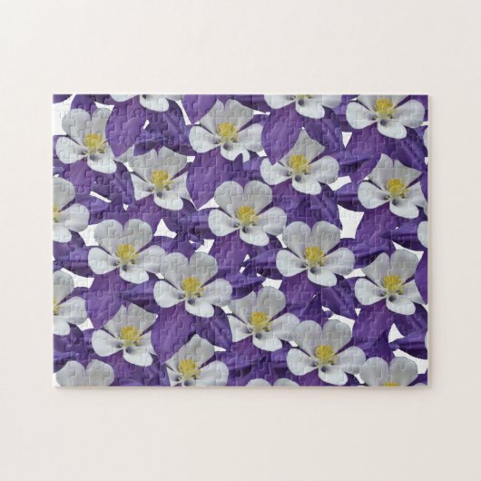 Paarse en witte fluitpatroon van Columbine Legpuzzel (Horizontaal)