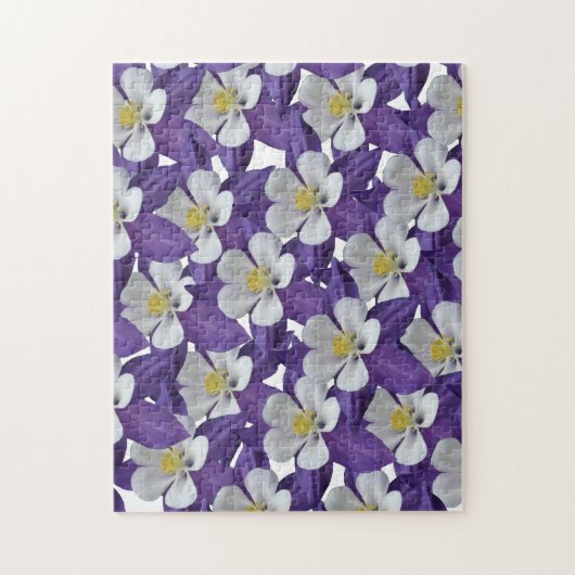 Paarse en witte fluitpatroon van Columbine Legpuzzel (Verticaal)