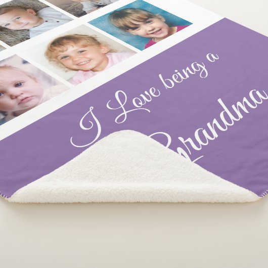 Paarse en witte fotocollage sherpa deken (3/4)