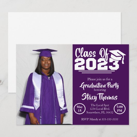 Paarse en witte fotograaf Partij Kaart (Voorkant / Achterkant)