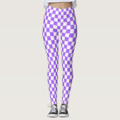 Paarse en Witte Gecontroleerde Spandex-Leggings Leggings (Voorkant)