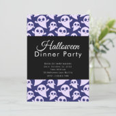 Paarse en witte geesten Halloween Dinner Party Kaart (Staand voorkant)