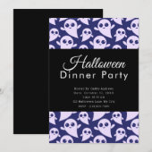 Paarse en witte geesten Halloween Dinner Party Kaart (Voorkant / Achterkant)