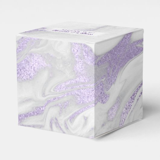 Paarse en witte gemarmerde bruiloft gunst doos bedankdoosjes (Voorkant Zijde)