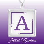 Paarse en witte gepersonaliseerde initiaal zilver vergulden ketting<br><div class="desc">Gepersonaliseerd ketting / hanger. Voeg je initiaal toe. Kleurenschema: paarse en witte</div>