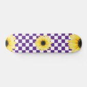 paarse en witte Geruite & Zonnebloem Persoonlijk Skateboard (Horizontaal)