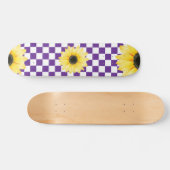 paarse en witte Geruite & Zonnebloem Persoonlijk Skateboard (Horizontaal)