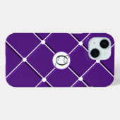 Paarse en Witte Gestreepte Ontwerp Fancy Q-Initiaa Case-Mate iPhone Case (Achterkant (horizontaal))
