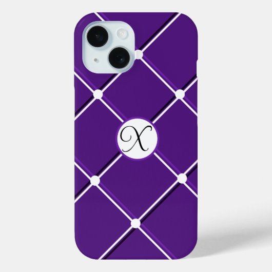 Paarse en Witte Gestreepte Ontwerp Fancy X-Initiaa Case-Mate iPhone Case (Achterkant)