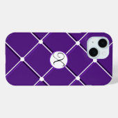 Paarse en Witte Gestreepte Ontwerp Fancy X-Initiaa Case-Mate iPhone Case (Achterkant (horizontaal))