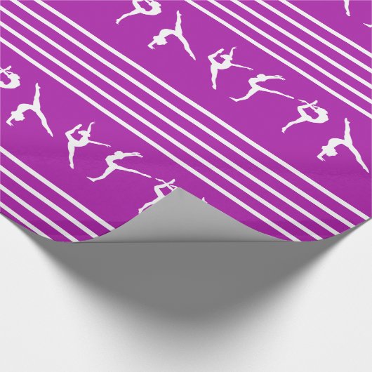 Paarse en witte gestripte kerst cadeaupapier (Hoek)