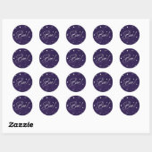 Paarse en Witte gestrooide sterren Boo! Halloween Ronde Sticker (Vel)