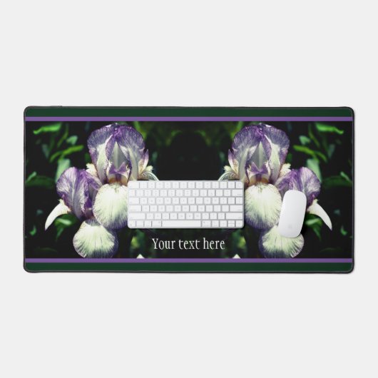 Paarse en witte gevlekte Iris bloemen op maat Bureaumat (Keyboard & Muis)
