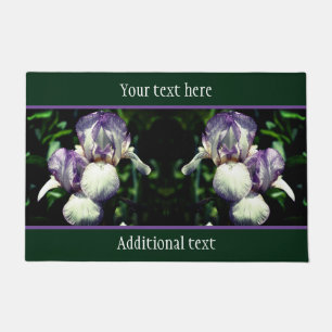 Paarse en witte gevlekte Iris bloemen op maat Deurmat