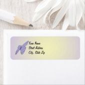 Paarse en witte gingham Butterfly gepersonaliseerd Etiket (Insitu)