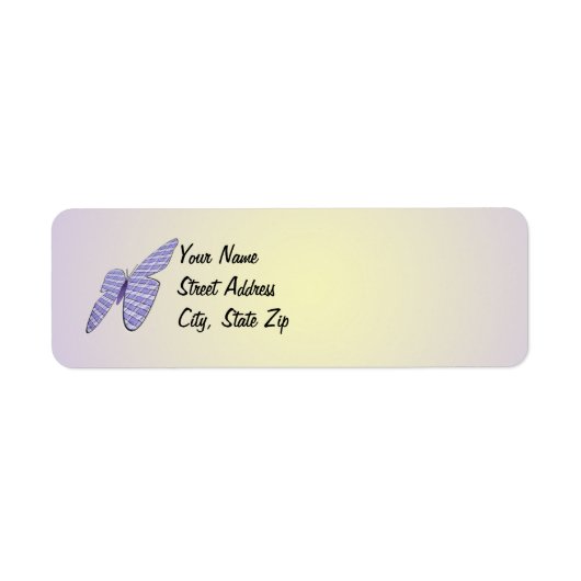 Paarse en witte gingham Butterfly gepersonaliseerd Etiket (Voorkant)