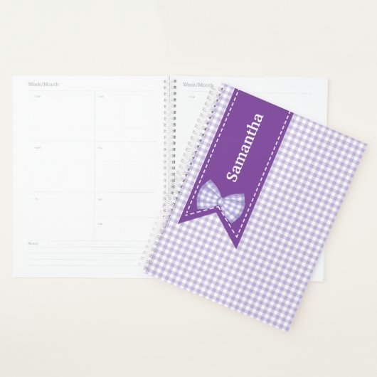 Paarse en witte Gingham Custom Planner (Display)