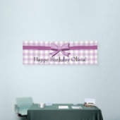 Paarse en witte gingham met Bow Birthday Banner (Beurs)