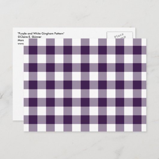 Paarse en witte gingham Pattern Briefkaart (Voorkant / Achterkant)
