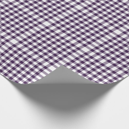 Paarse en witte gingham Pattern Cadeaupapier (Hoek)