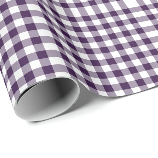 Paarse en witte gingham Pattern Cadeaupapier (Rol Hoek)