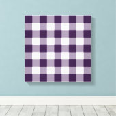 Paarse en witte gingham Pattern Canvas Afdruk (Insitu (Houten vloer))