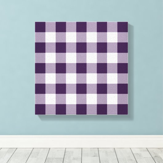 Paarse en witte gingham Pattern Canvas Afdruk (Insitu (Houten vloer))