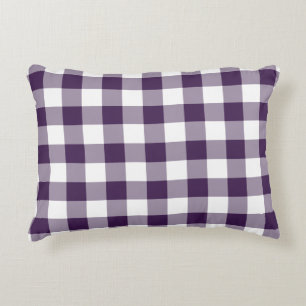 Paarse en witte gingham Pattern Decoratief Kussen