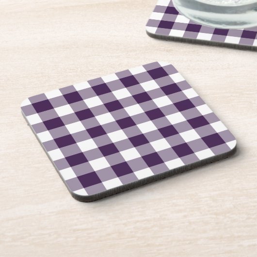 Paarse en witte gingham Pattern Drankjes Onderzetter (Linkerzijde)