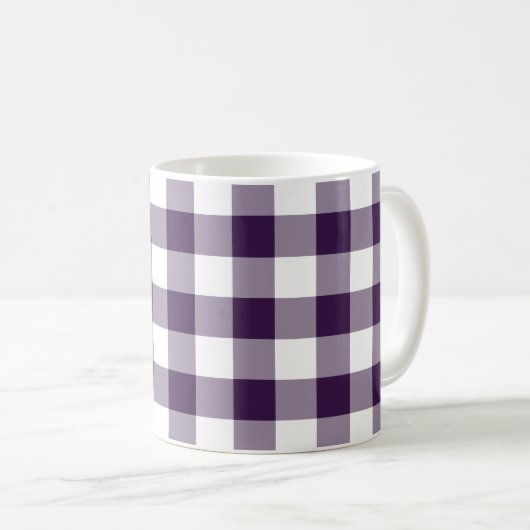 Paarse en witte gingham Pattern Koffiemok (Voorkant rechts)