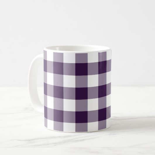 Paarse en witte gingham Pattern Koffiemok (Voorkant links)