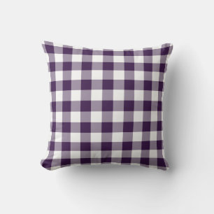 Paarse en witte gingham Pattern Kussen