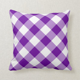 Paarse en witte gingham Pattern Kussen