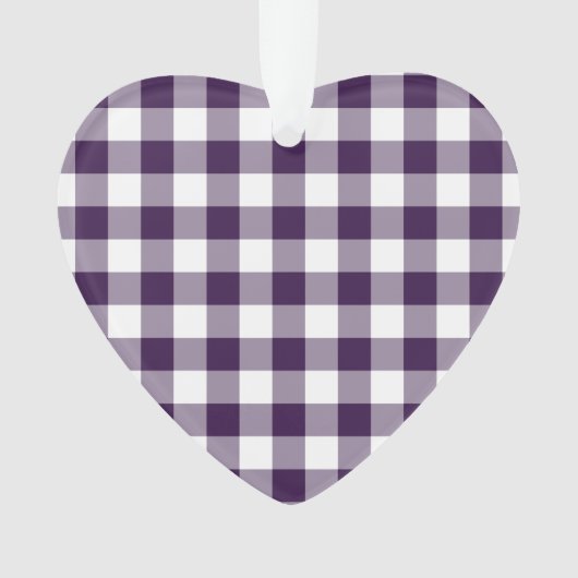Paarse en witte gingham Pattern Ornament (voorkant)