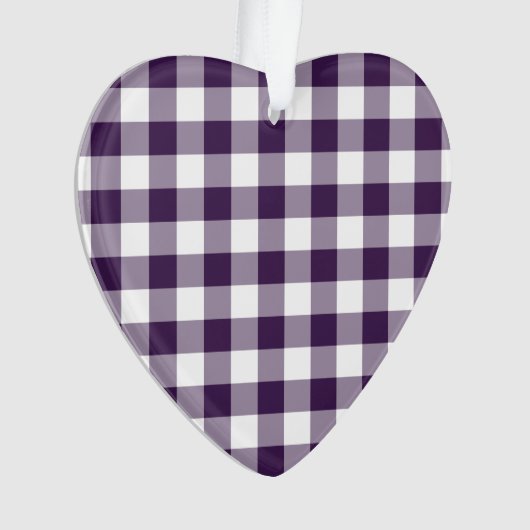 Paarse en witte gingham Pattern Ornament (voorkant)
